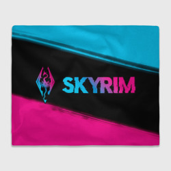 Skyrim - neon gradient: надпись и символ – Плед 3D с принтом купить со скидкой в -14%