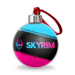 Ёлочный шар Skyrim - neon gradient: надпись и символ