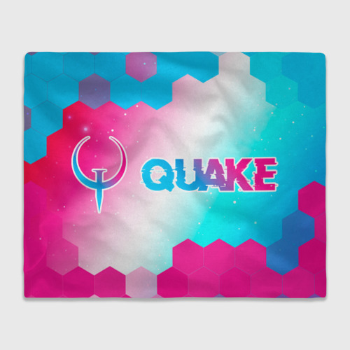Плед с принтом Quake neon gradient style: надпись и символ, вид спереди №1