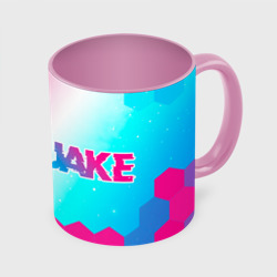 Кружка с полной запечаткой Quake neon gradient style: надпись и символ