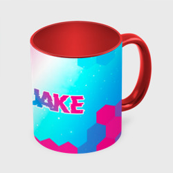 Кружка с полной запечаткой Quake neon gradient style: надпись и символ