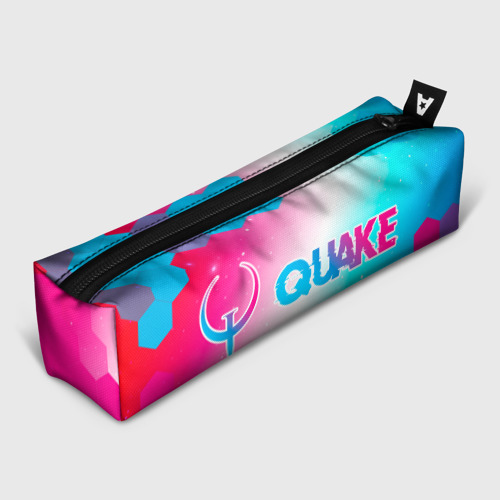 Пенал школьный 3D Quake neon gradient style: надпись и символ