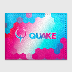 Обложка для студенческого билета Quake neon gradient style: надпись и символ