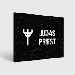 Холст прямоугольный Judas Priest glitch на темном фоне: надпись и символ