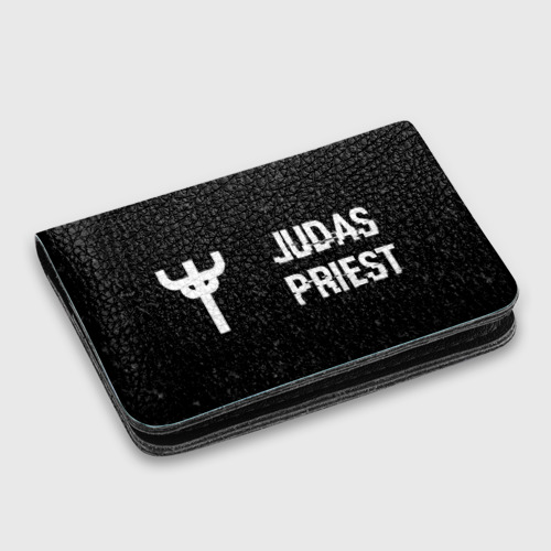 Картхолдер с принтом Judas Priest glitch на темном фоне: надпись и символ