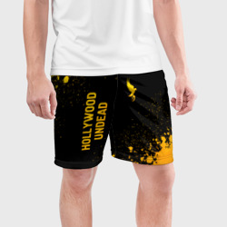 Мужские шорты спортивные Hollywood Undead - gold gradient: надпись, символ - фото 2