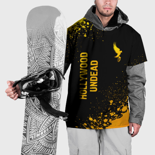 Накидка на куртку 3D Hollywood Undead - gold gradient: надпись, символ, цвет 3D печать