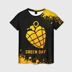 Женская футболка 3D Green Day - gold gradient