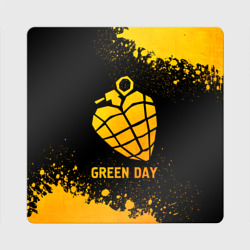 Магнит виниловый Квадрат Green Day - gold gradient