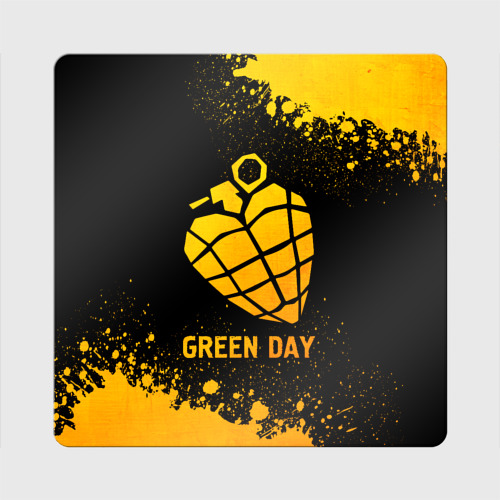 Магнит виниловый Квадрат Green Day - gold gradient