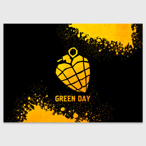 Поздравительная открытка Green Day - gold gradient, цвет белый