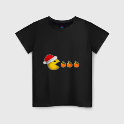 Детская футболка хлопок Новогодний пэкмэн с мандаринами