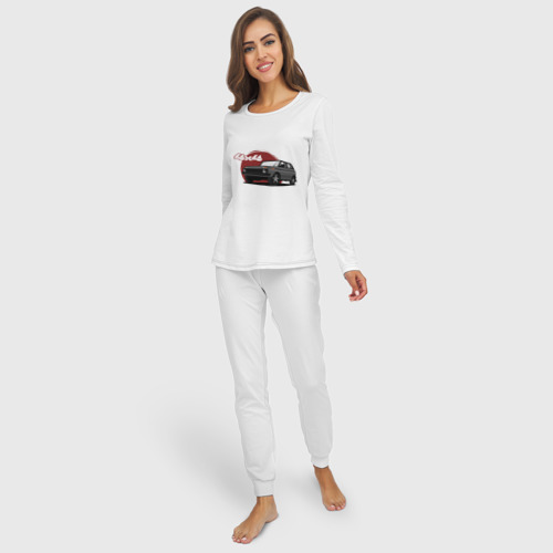 Женская пижама с лонгсливом хлопок Авто 4x4 на литых дисках, цвет белый - фото 3