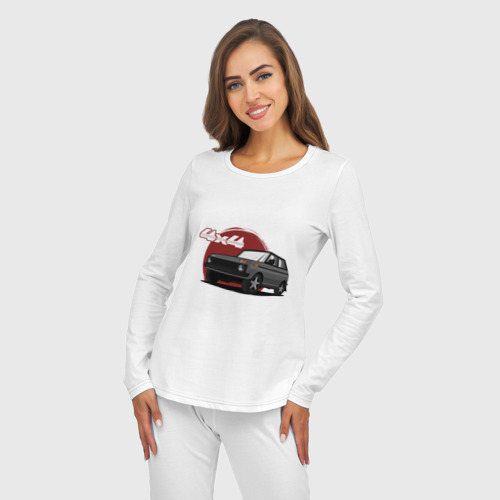 Женская пижама с лонгсливом хлопок Авто 4x4 на литых дисках, цвет белый - фото 5