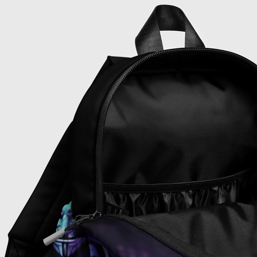 Детский рюкзак 3D с принтом Отряд анонимусов в фиолетовом свете, фото #4