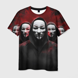 Мужская футболка 3D Компания анонимусов