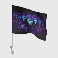 Флаг для автомобиля Анонимусы в фиолетовом  свете