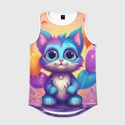 Мужская спортивная майка 3D Котик с воздушными шариками