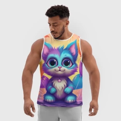 Мужская спортивная майка 3D Котик с воздушными шариками - фото 2