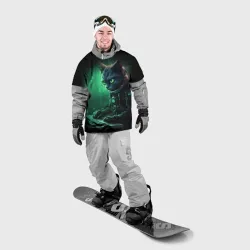 Накидка на куртку 3D Кот хакер в зеленом свете
