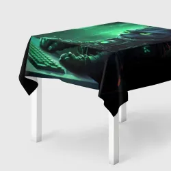 Скатерть 3D Кот хакер в зеленом свете