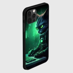 Чехол для iPhone 12 Pro Max Кот хакер в зеленом свете - фото 2