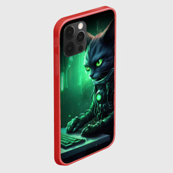 Чехол для iPhone 12 Pro Max Кот хакер в зеленом свете - фото 2