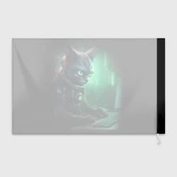 Флаг 3D Кот хакер в зеленом свете - фото 2