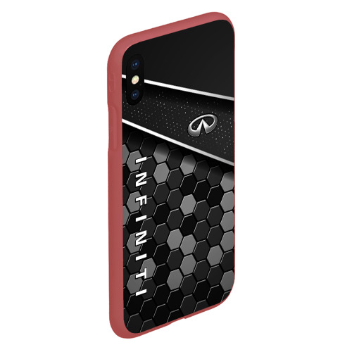 Чехол для iPhone XS Max матовый Infiniti - черный металл, цвет красный - фото 3
