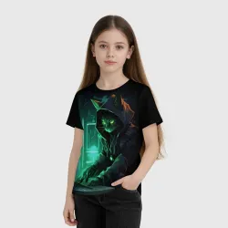 Детская футболка 3D Кот хакер за ноутбуком - фото 2