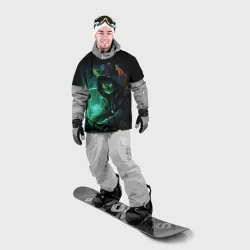 Накидка на куртку 3D Кот хакер за ноутбуком