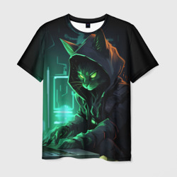 Кот хакер за ноутбуком – Мужская футболка 3D с принтом купить со скидкой в -26%