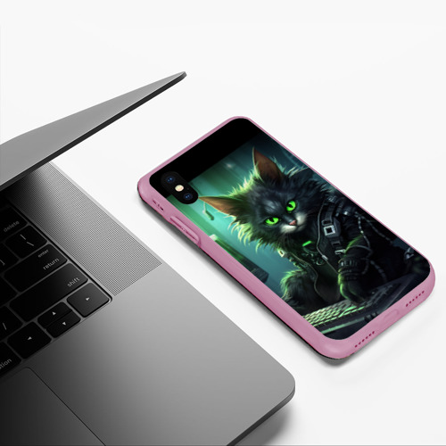 Чехол для iPhone XS Max матовый с принтом Хакер кот, фото #5