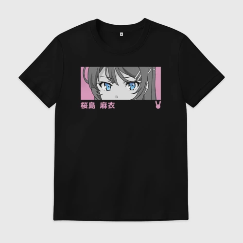 Мужская футболка хлопок с принтом Взгляд Маи Сакурадзимы, вид спереди #2