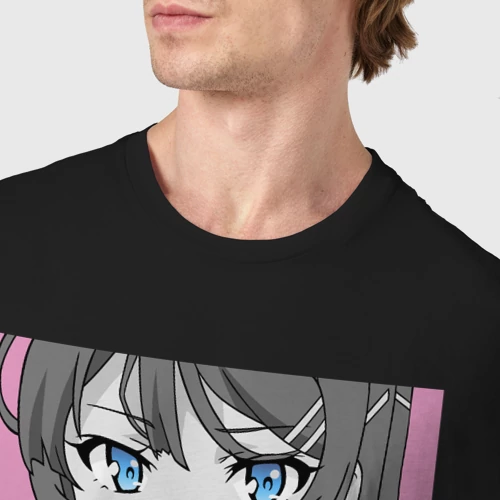 Мужская футболка хлопок с принтом Взгляд Маи Сакурадзимы, фото #4