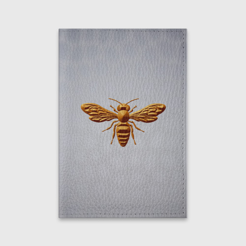 Обложка для паспорта матовая кожа Пластиковая пчела, цвет черный
