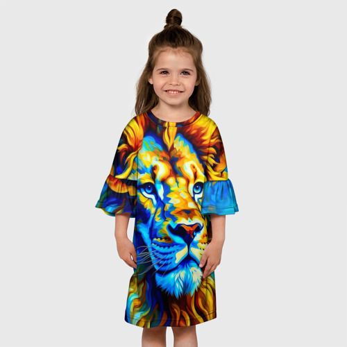Детское платье 3D с принтом Голубоглазый Лёва, вид сбоку #3