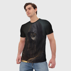 Мужская футболка 3D Кот   хакер  - фото 2