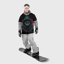 Накидка на куртку 3D Кот в капюшоне хакер