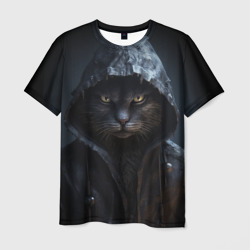 Мужская футболка 3D Хакер кот в капюшоне 