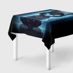 Скатерть 3D Кот хакер в синем неоне