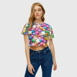 Женская футболка Crop-top 3D Сладкие звёзды - фото 2