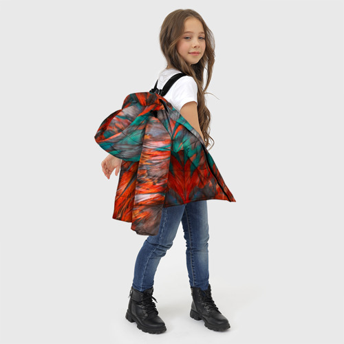 Зимняя куртка для девочек 3D Цветные яркие перья, цвет красный - фото 6