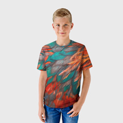 Детская футболка 3D Цветные яркие перья - фото 2