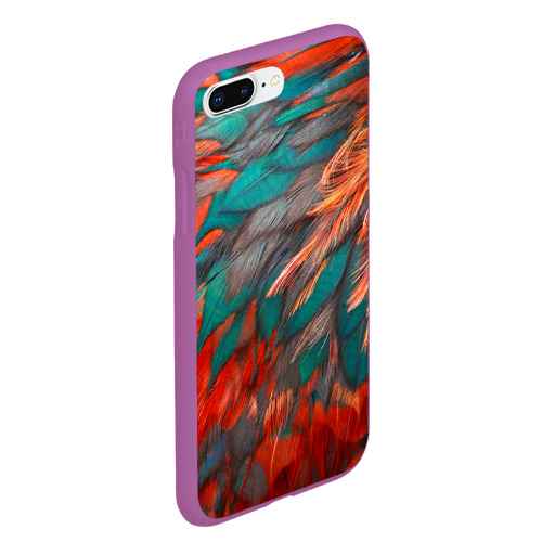 Чехол для iPhone 7Plus/8 Plus матовый с принтом Цветные яркие перья, вид сбоку #3