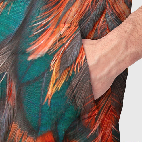 Мужской жилет утепленный 3D с принтом Цветные яркие перья, фото #4