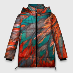 Женская зимняя куртка Oversize Цветные яркие перья