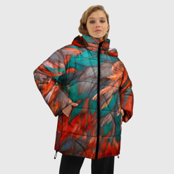 Женская зимняя куртка Oversize Цветные яркие перья - фото 2