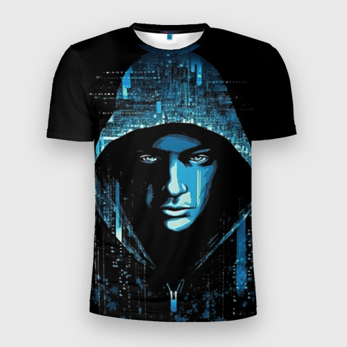 Мужская футболка 3D Slim с принтом Hacker matrix, вид спереди #2