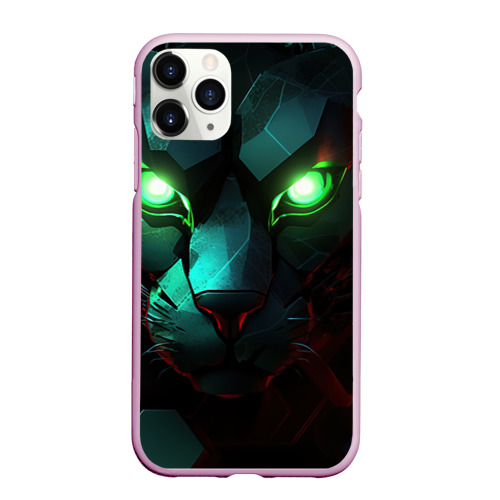 Чехол для iPhone 11 Pro Max матовый Cat Cyberpunk, цвет розовый